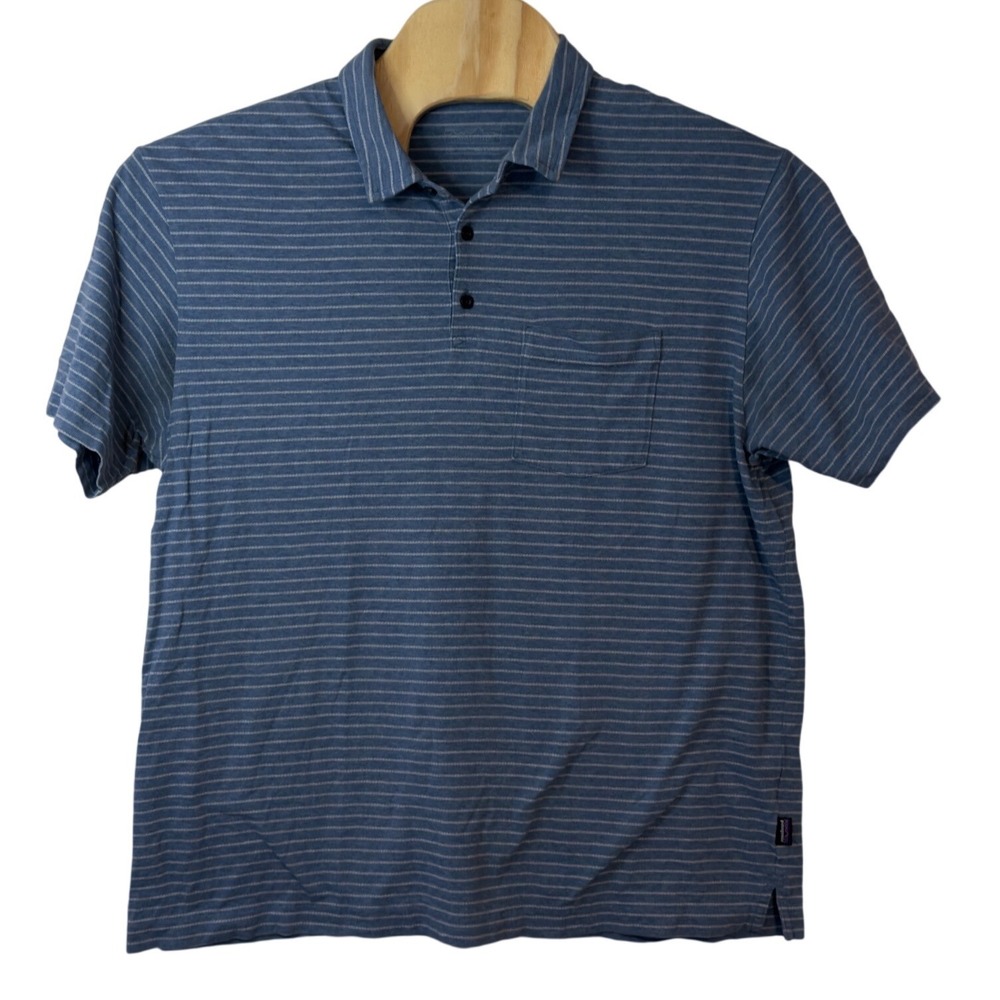 Patagonia Men's Organic Cotton Lightweight‎ Polo Size XL Blue Casual Office